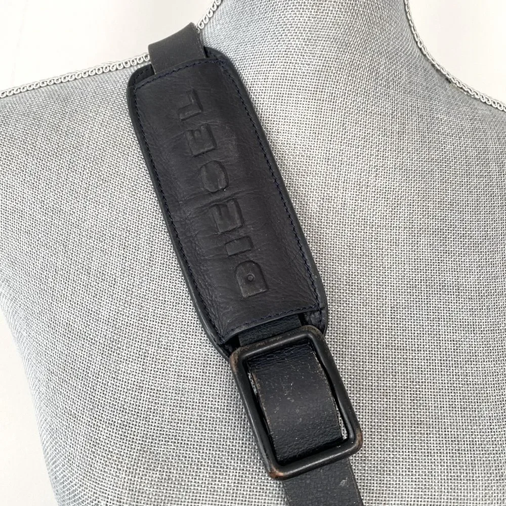 Rare VTG Diesel Dark Gray Leather and Canvas Large Bag Mixed Media Urban Street